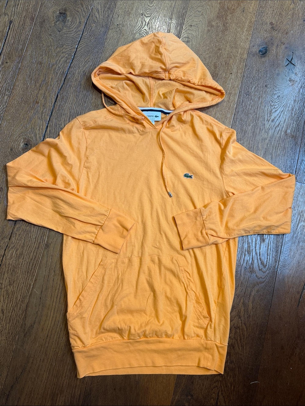 Lacoste Men's Light Orange Hooded Pullover Sweatshirt